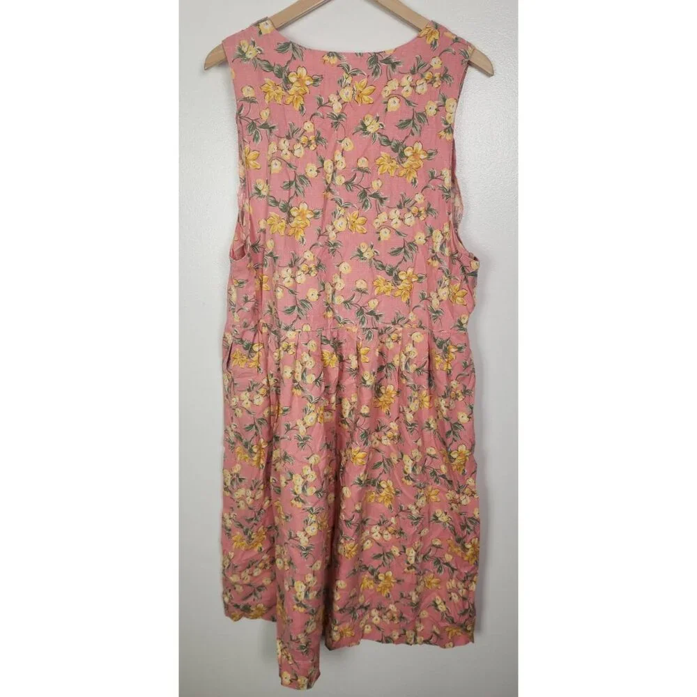 Bryn Connelly Women's Sz. P12 Floral Tank Midi Linen Blend Dress - Picture 5 of 6